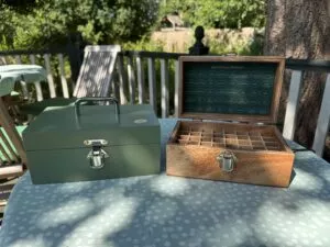 Empty Bach Centre hand-crafted wooden box
